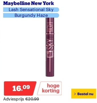 Aanbieding: Maybelline New York - Lash Sensational Sky High - Burgundy Haze - Bordeaux - Lengte Mascara - 7,2ml