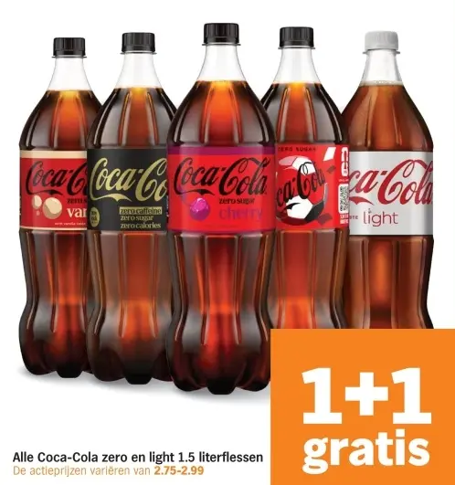 Aanbieding: Coca-Cola zero en light 1.5 literflessen