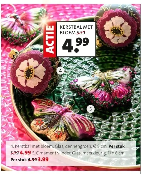 Aanbieding: Kerstbal met bloem