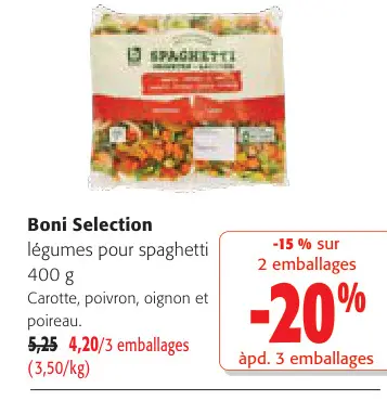 Offre: légumes pour spaghetti