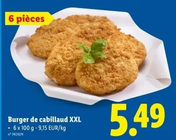 Offre: Burger de cabillaud XXL