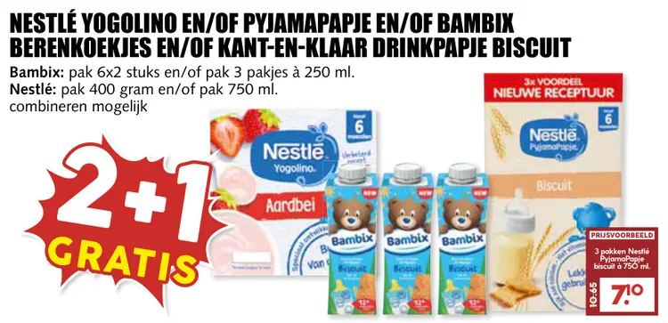 Aanbieding: Yogolino en/of Pyjamapapje en/of Bambix Berenkoekjes en/of kant-en-klaar drinkpapje biscuit