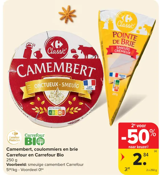 Promotie: Camembert, coulommiers en brie