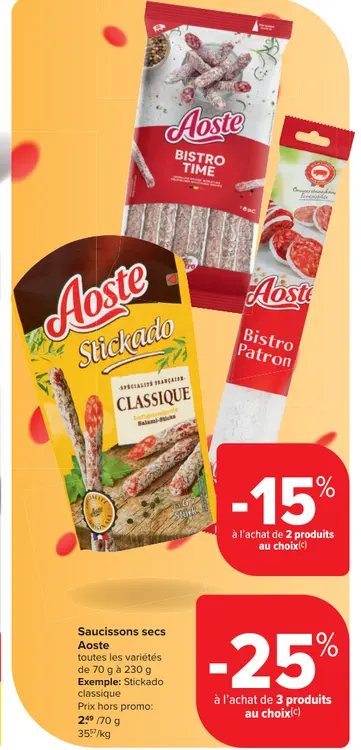 Offre: Saucissons secs