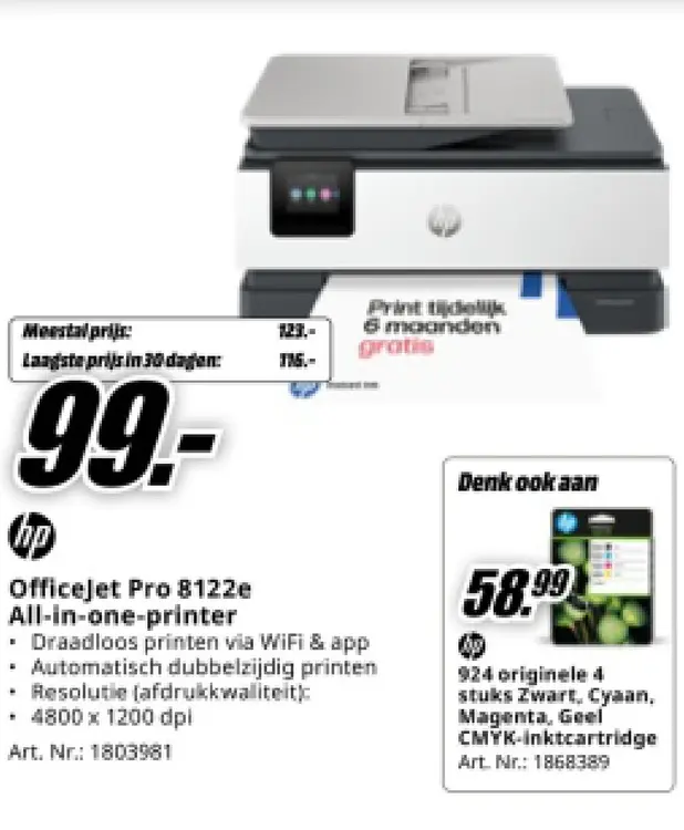 Aanbieding: OfficeJet Pro 8122e All-in-one-printer