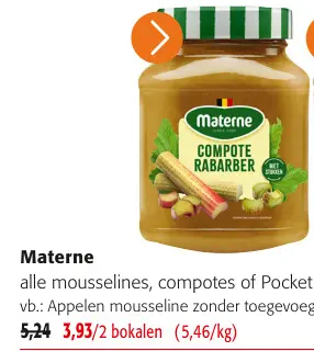 Promotie: Materne Compote Rabarber 