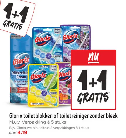 Aanbieding: Glorix toiletblokken of toiletreiniger zonder bleek