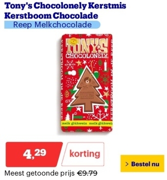 Aanbieding: Tony's Chocolonely Kerstmis Kerstboom Chocola