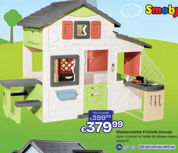 Offre: Smoby Maisonnette Friends House avec cuisine et table de pique-nique