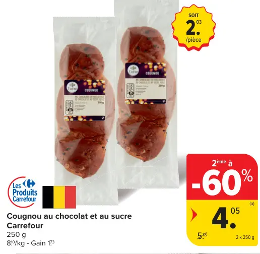 Offre: Cougnou au chocolat et au sucre