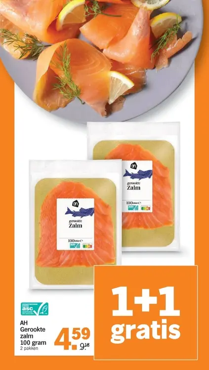 Aanbieding: Gerookte zalm 100 gram