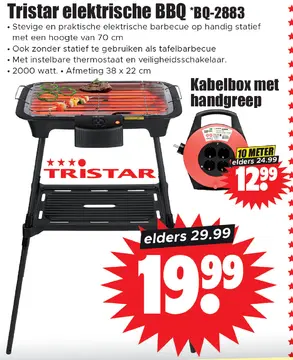 Aanbieding: Tristar elektrische BBQ *BQ-2883