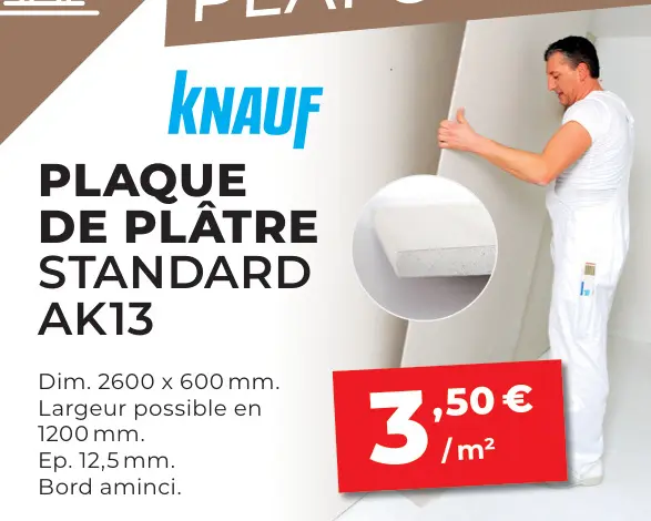 Offre: Plaque de plâtre standard ak13