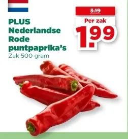 Aanbieding: PLUS Nederlandse Rode puntpaprika's