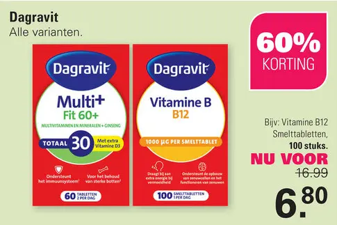 Aanbieding: Dagravit Vitamine B12 Smelttabletten