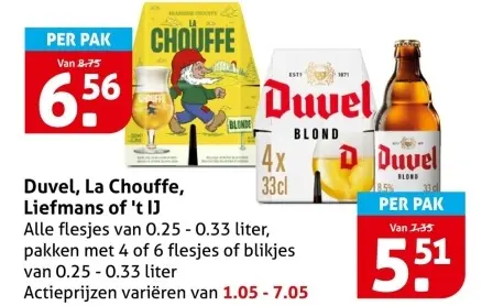 Aanbieding: Duvel, La Chouffe, Liefmans of 't IJ