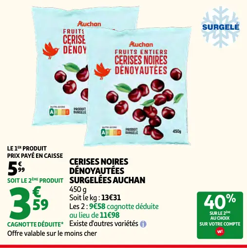 Promotie: Cerises noires dénoyautées surgelées