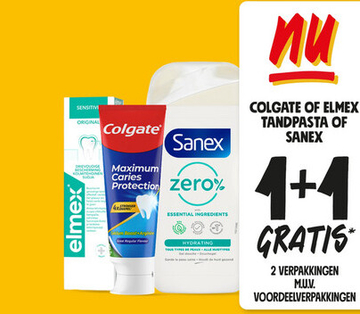 Aanbieding: COLGATE OF ELMEX TANDPASTA OF SANEX