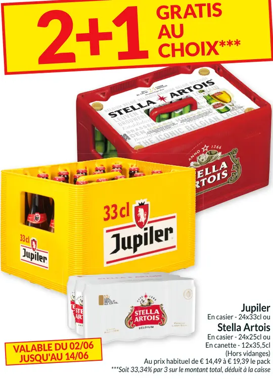 Offre: Jupiler ou Stella Artois