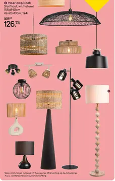 Aanbieding: Vloerlamp Noah - naturel hout - 156xØ40 cm