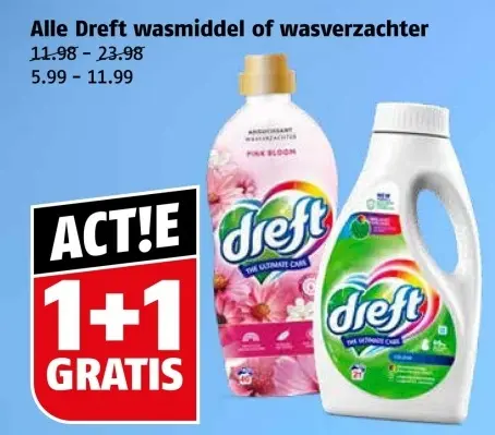 Aanbieding: Dreft wasmiddel of wasverzachter
