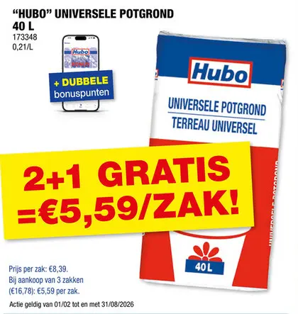 Promotie: Hubo universele potgrond 40l