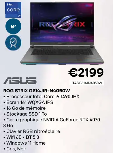 Offre: Rog strix g614jir-n4050w