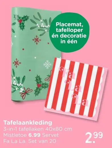 Promotie: Tafelaankleding Mistletoe Servet Fa La La