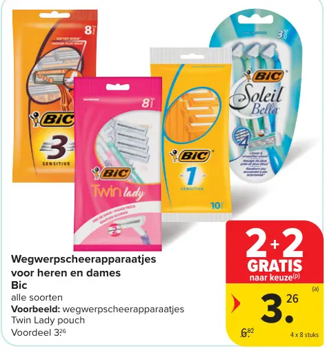 Promotie: Wegwerpscheerapparaatjes voor heren en dames