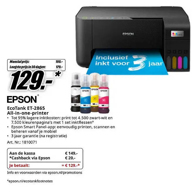 Aanbieding: EcoTank ET-2865 All-in-one-printer