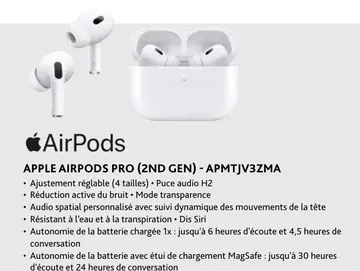 Offre: Apple airpods pro (2nd gen) - apmtjv3zma