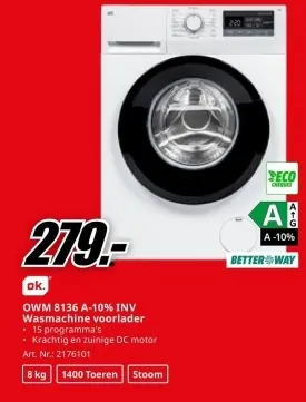 Promotie: OWM 8136 A-10% INV Wasmachine voorlader