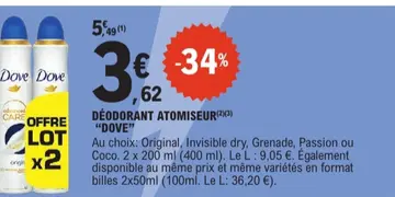 Offre: DÉODORANT ATOMISEUR