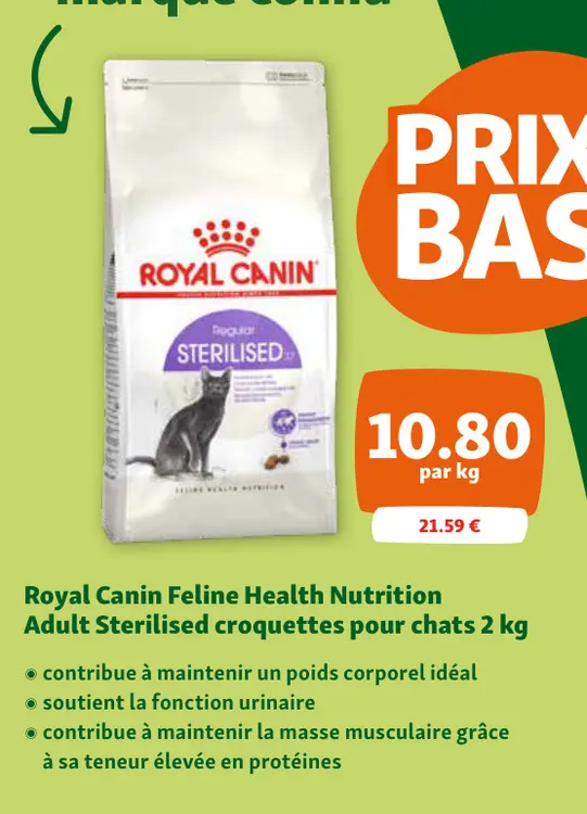 Offre: Royal Canin Adult Sterilised croquettes pour chats 2 kg