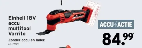 Promotie: Einhell 18V accu multitool Varrito