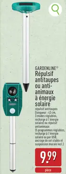 Offre: GARDENLINE® Répulsif antitaupes ou anti-animaux a énergie solaire