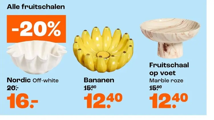 Aanbieding: Fruitschalen, zoals: Nordic Off-white