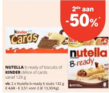 Aanbieding: NUTELLA b-ready of biscuits of KINDER délice