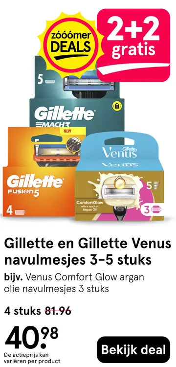 Aanbieding: Gillette en Gillette Venus navulmesjes 3-5 stuks