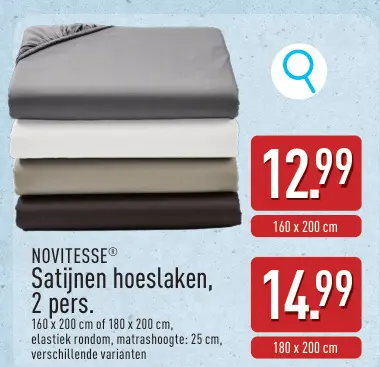Promotie: Satijnen hoeslaken, 2 pers.