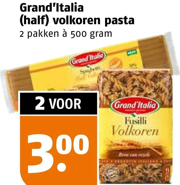 Aanbieding: (half) volkoren pasta