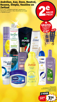 Aanbieding: Andrélon, Axe, Dove, Neutral, Rexona, Simple, Vaseline en Zwitsal