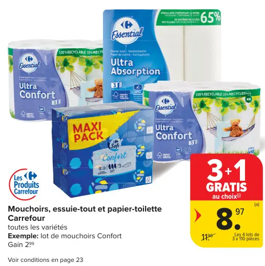 Offre: Mouchoirs, essuie-tout et papier-toilette