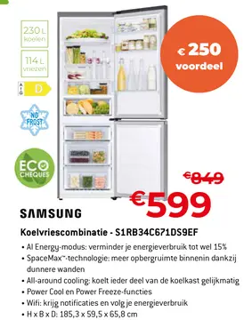 Aanbieding: Koelvriescombinatie - S1RB34C671DS9EF