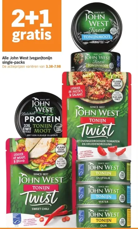 Aanbieding: John West (vegan)tonijn single-packs