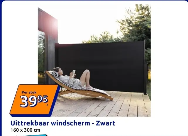 Promotie: Uittrekbaar windscherm - Zwart