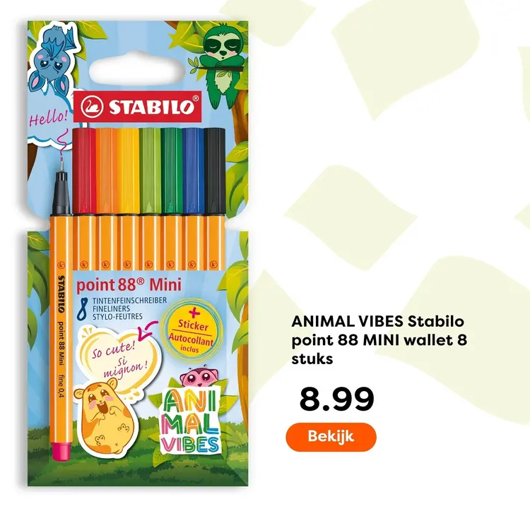 Aanbieding: ANIMAL VIBES Stabilo point 88 MINI wallet