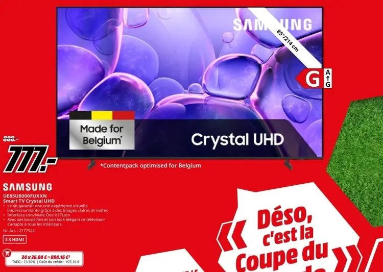 Offre: SAMSUNG UE85U8000FUXXN Smart TV Crystal UHD