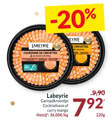 Aanbieding: Garnaalkroontje Cocktailsaus of curry mango
