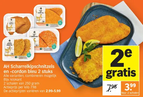 Promotie: AH Scharrelkipschnitzels en -cordon bleu